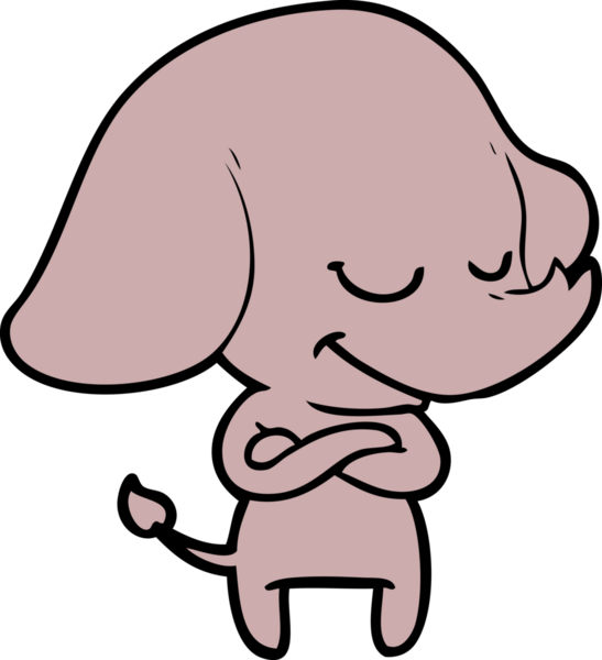 Bir insan tarafından çizilmiş gülümseyen bir fil.