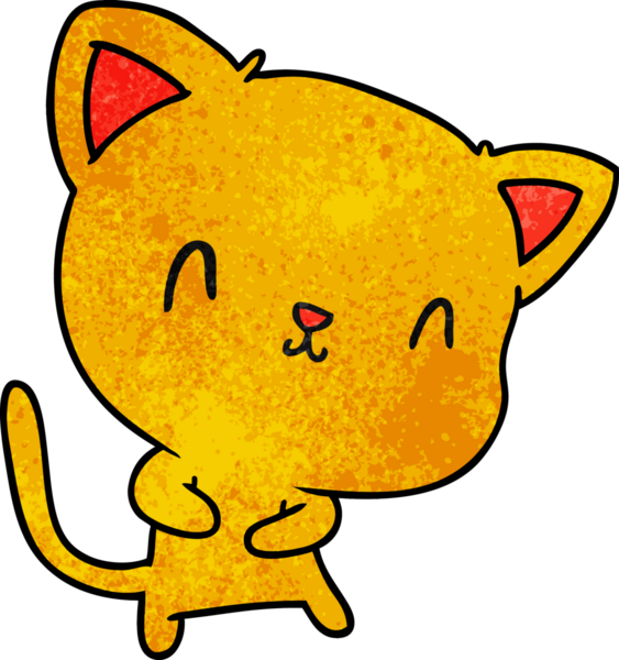 Bir insan tarafından çizilmiş sevimli kawaii kedisinin desenli çizimi