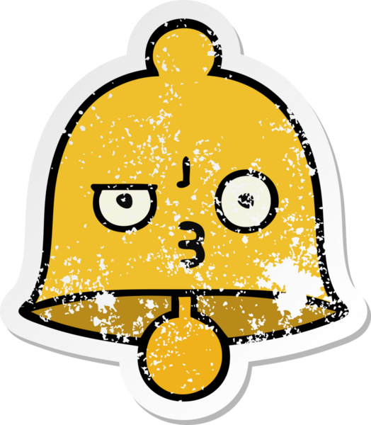 Bir insan tarafından çizilmiş sevimli bir çanın sıkıntılı çıkartması.