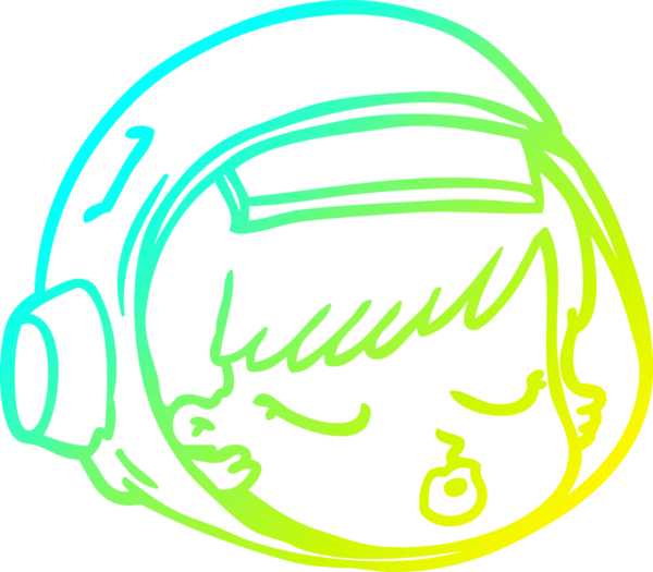 Bir insan tarafından çizilmiş soğuk gradyan çizgili astronot yüzü.