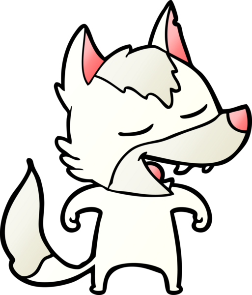 Bir insan tarafından çizilmiş gülen bir kurt.