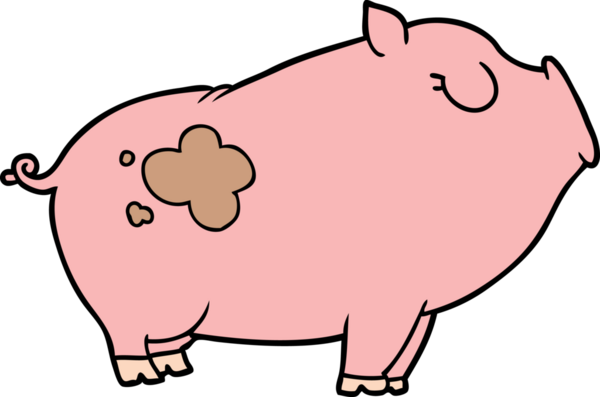 Bir insan tarafından çizilmiş çizgi film domuzu.