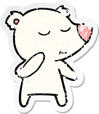 Bir insan tarafından çizilmiş bir kutup ayısının sıkıntılı çıkartması.