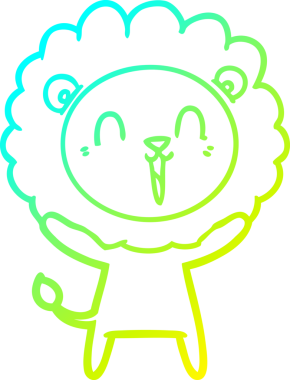 Bir insan tarafından çizilmiş gülen aslan karikatürü.