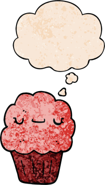 Bir insan tarafından çizilmiş grunge desenli düşünce baloncuklu çizgi film keki.