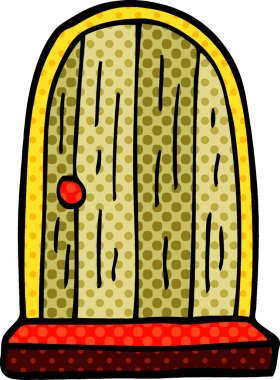 Bir insan tarafından çizilmiş, yuvarlak kapı aralığı.