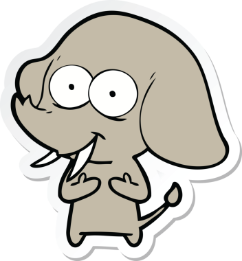 Bir insan tarafından çizilmiş mutlu bir filin çıkartması.