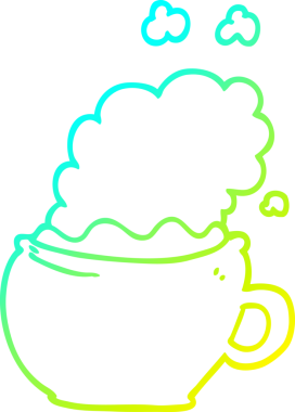 Bir insan tarafından çizilmiş bir fincan sıcak kahvenin soğuk gradyan çizimi