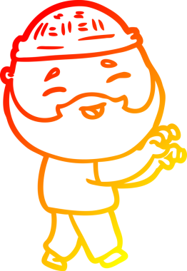 Bir insan tarafından çizilmiş mutlu sakallı bir adamın çizgi çizimi.