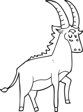 Bir insan tarafından çizilmiş siyah beyaz bir antilop.