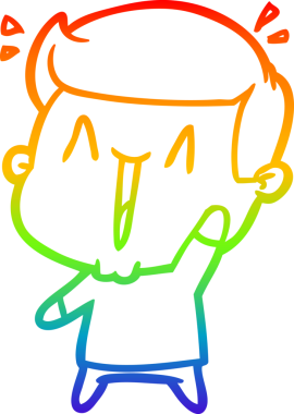 Gökkuşağı gradyanı çizimi bir insan tarafından çizilmiş heyecanlı bir çizgi film