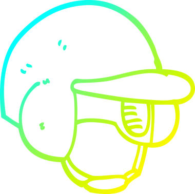 Bir insan tarafından çizilmiş bir beyzbol kaskının soğuk çizgi çizimi.