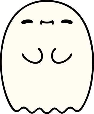 Bir insan tarafından çizilmiş mutlu bir cadılar bayramı hayaletinin çizgi filmi.