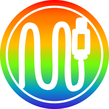 elektrik prizi dairesel simgesi gökkuşağı gradyan bir insan tarafından çizilmiş