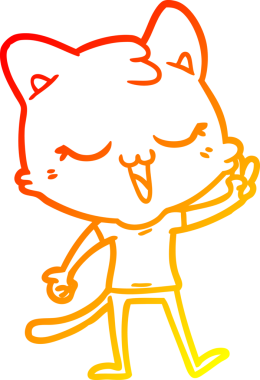 Bir insan tarafından çizilmiş çizgi film kedisinin sıcak çizgi çizimi