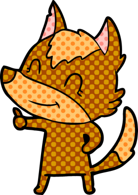 Bir insan tarafından çizilmiş tilki çizgi film karakteri