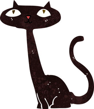 bir insan tarafından çizilmiş kara kedi çizgi filmi