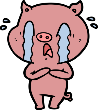Bir insan tarafından çizilmiş ağlayan domuz çizgi filmi.