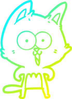 Bir insan tarafından çizilmiş komik çizgi film kedisinin soğuk gradyan çizgisi.