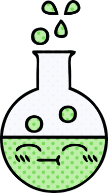 Bir insan tarafından çizilmiş bir test tüpünün çizgi romanı.