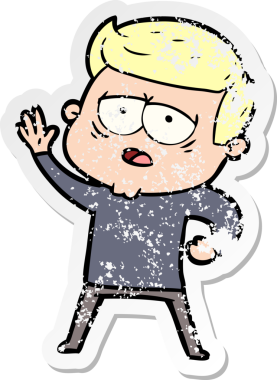 Bir insan tarafından çizilmiş yorgun bir çizgi filmin sıkıntılı çıkartması.