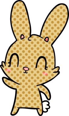 Bir insan tarafından çizilmiş şirin çizgi film tavşanı.