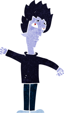 Bir insan tarafından çizilmiş vampir adam çizgi filmi.