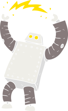 Bir insan tarafından çizilmiş robotun düz renk çizimi