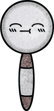 Bir insan tarafından çizilmiş bir büyüteçin retro grunge desen karikatürü