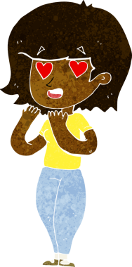 Bir insan tarafından çizilmiş aşık bir karikatür kadını.