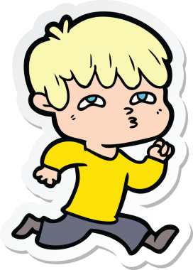 Bir insan tarafından çizilmiş bir karikatürcünün çıkartması.