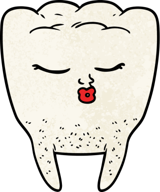 Bir insan tarafından çizilmiş çizgi film dişi.