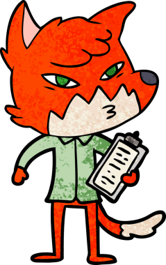 Bir insan tarafından çizilmiş akıllı çizgi film tilkisi.