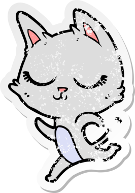 Bir insan tarafından çizilmiş sakin bir çizgi film kedisinin sıkıntılı çıkartması.