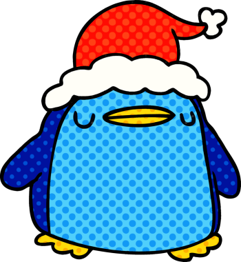 Bir insan tarafından çizilmiş kawaii pengueninin el çizimi karikatürü