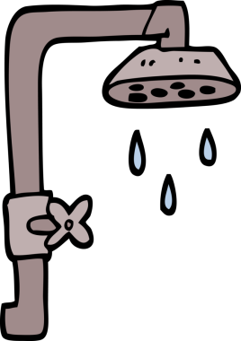 Bir insan tarafından çizilmiş karalama tarzı duş başlığı.