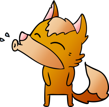 Bir insan tarafından çizilmiş tilki çizgi film karakteri