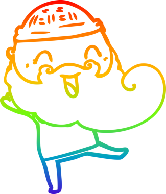 Gökkuşağı gradyan çizgisi bir insan tarafından çizilmiş mutlu sakallı bir adamın çizimi