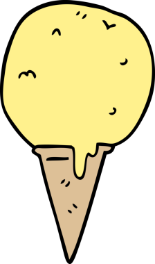 Bir insan tarafından çizilmiş karalama dondurma külahı.