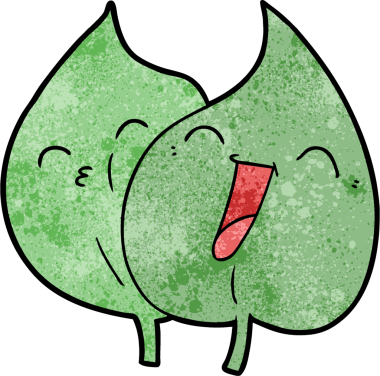 Bir insan tarafından çizilmiş komik çizgi film yaprakları.