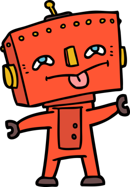 Bir insan tarafından çizilmiş çizgi film robotu