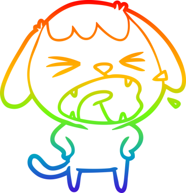 Gökkuşağı gradyan çizgisi bir insan tarafından çizilmiş şirin bir çizgi köpek havlaması.