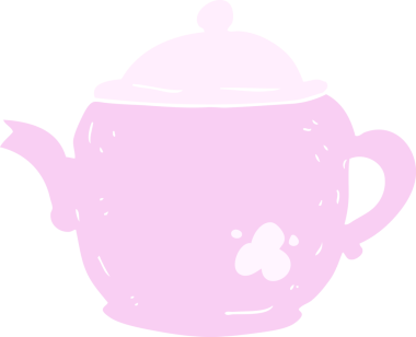 Bir insan tarafından çizilen çaydanlığın düz renk çizimi