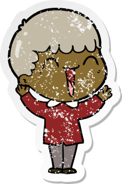 Bir insan tarafından çizilmiş mutlu bir adamın sıkıntılı çıkartması.