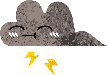 Bir insan tarafından çizilmiş bir fırtına bulutunun retro çizim tarzı karikatürü