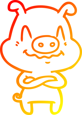 Bir insan tarafından çizilmiş gergin bir domuz çizgi çizimi.