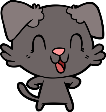 Bir insan tarafından çizilmiş gülen çizgi film köpeği.