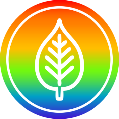 Gökkuşağı gradyan bir insan tarafından çizilmiş doğal yaprak dairesel simgesi