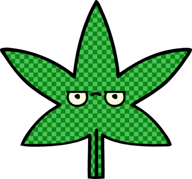 Bir insan tarafından çizilmiş marihuana yaprağının karikatürü.