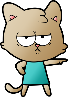 Bir insan tarafından çizilmiş sıkılmış çizgi film kedisi